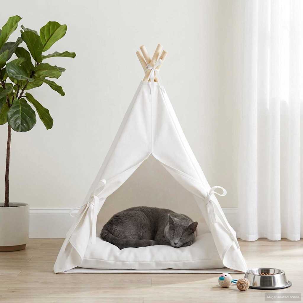 Tenda per animali con cuscino Bianco 60 x 60 x 70 cm Poliestere | homemem39