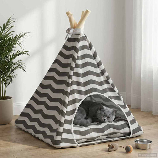 Tenda per animali con cuscino Bianco e Grigio 40 x 40 x 50 cm | homemem39