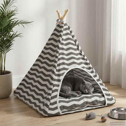 Tenda per animali con cuscino Bianco e Grigio 60 x 60 x 70 cm | homemem39