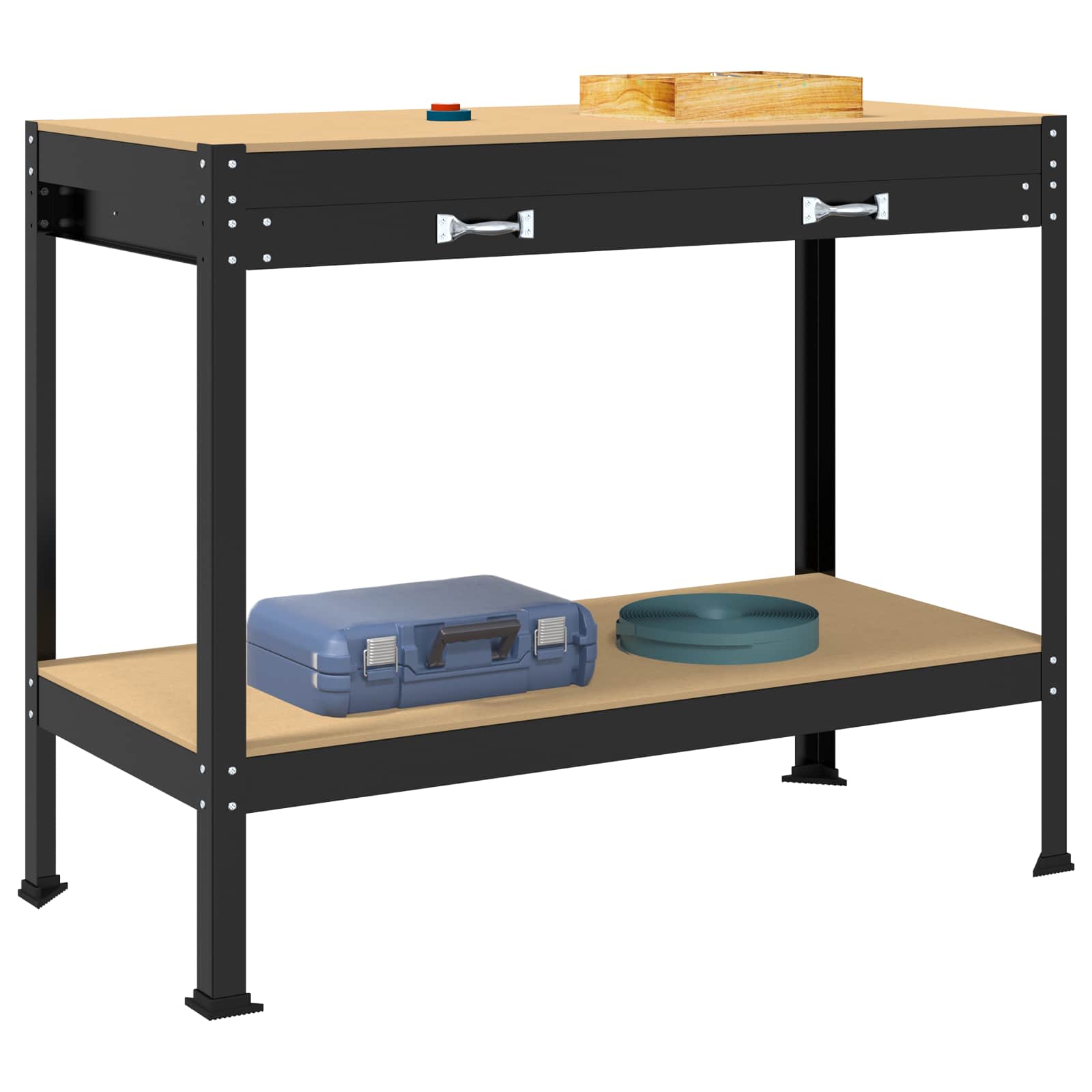 Banco da lavoro con cassetto Nero 114 x 54 x 91 cm | homemem39