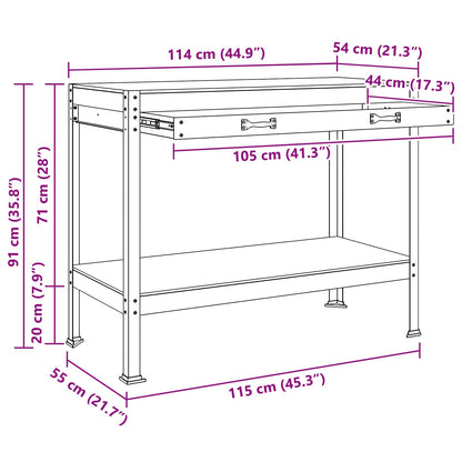 Banco da lavoro con cassetto Nero 114 x 54 x 91 cm | homemem39