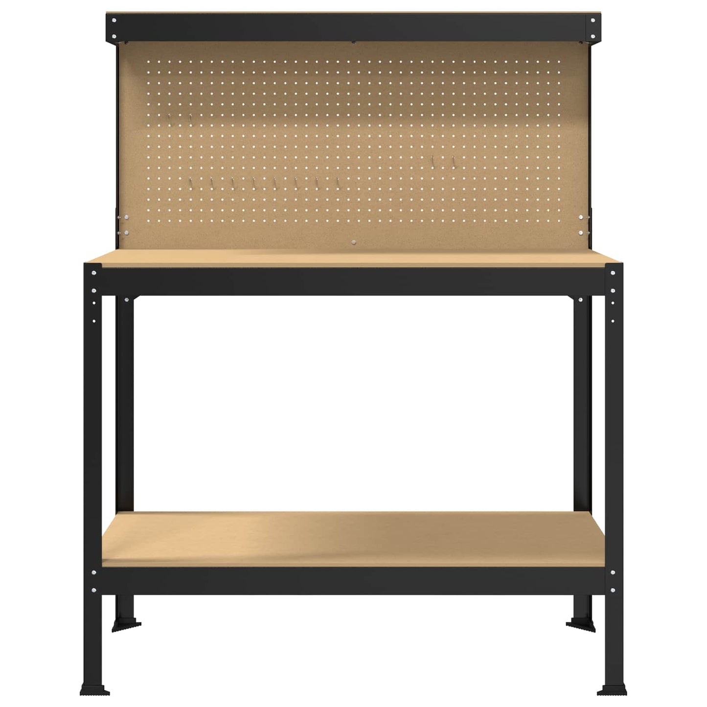 Banco da lavoro con lo scaffale Nero 114 x 54 x 145 cm | homemem39