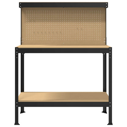 Banco da lavoro con lo scaffale Nero 114 x 54 x 145 cm | homemem39