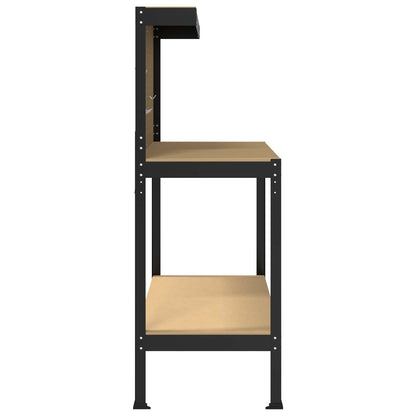 Banco da lavoro con lo scaffale Nero 114 x 54 x 145 cm | homemem39