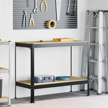 Banco da lavoro con lo scaffale Nero 115 x 55 x 91 cm | homemem39