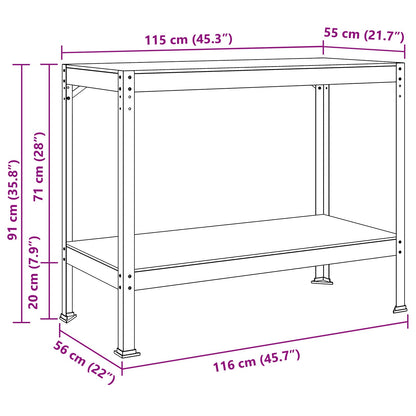 Banco da lavoro con lo scaffale Nero 115 x 55 x 91 cm | homemem39