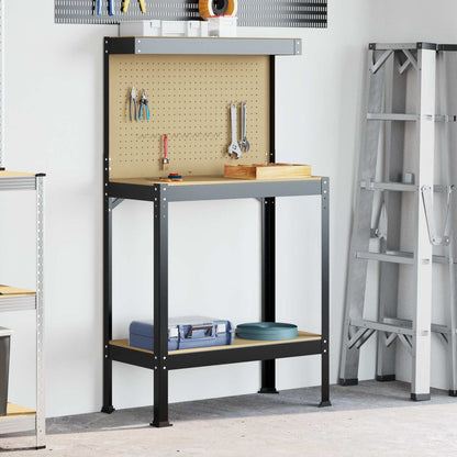 Banco da lavoro con lo scaffale Nero 81 x 41 x 145 cm | homemem39