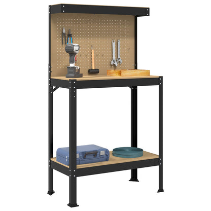 Banco da lavoro con lo scaffale Nero 81 x 41 x 145 cm | homemem39