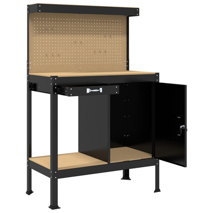 Banco da lavoro con cassetto con blocco Nero 90 x 49 x 141 cm | homemem39