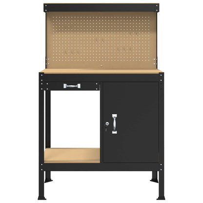 Banco da lavoro con cassetto con blocco Nero 90 x 49 x 141 cm | homemem39