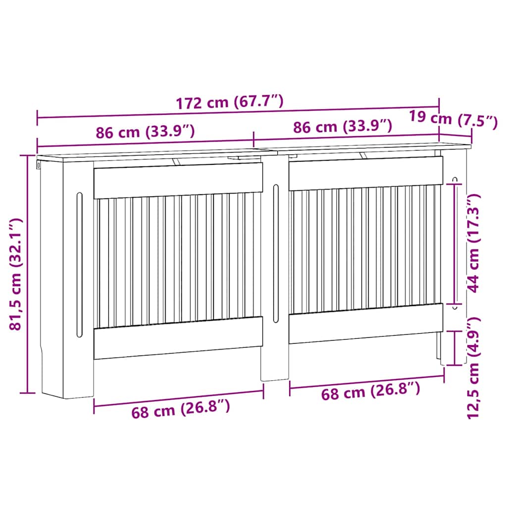 Copertura per radiatori Grigio cemento 172 x 19 x 81,5 cm | homemem39