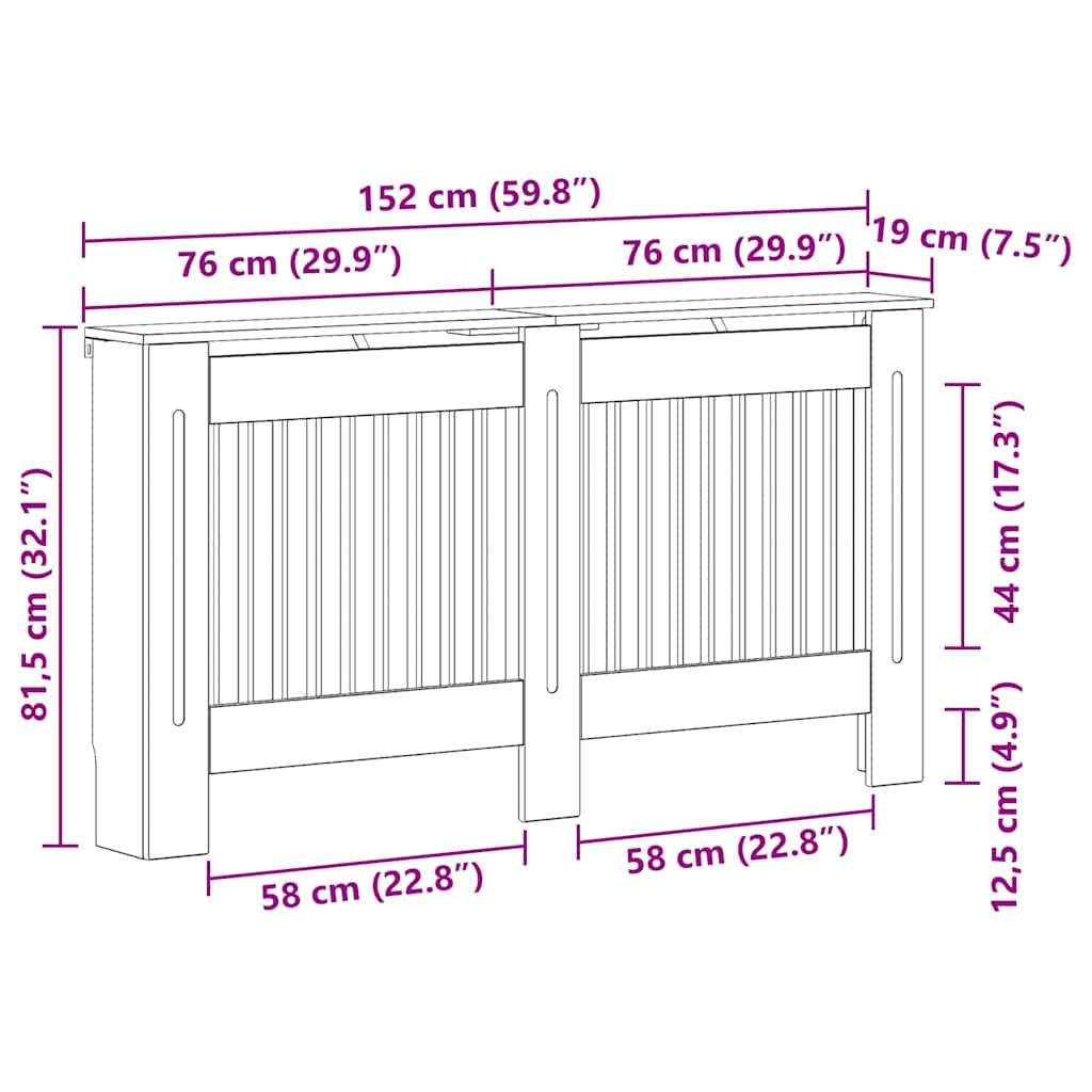 Copertura per radiatori Bianco Lucido 152 x 19 x 81,5 cm | homemem39