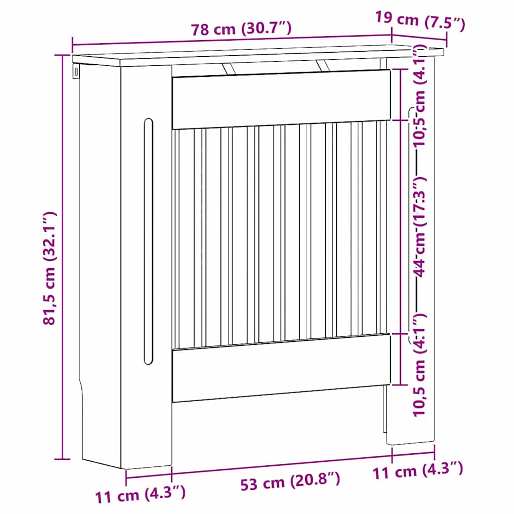 Copertura per radiatori Grigio Sonoma 78 x 19 x 81,5 cm | homemem39