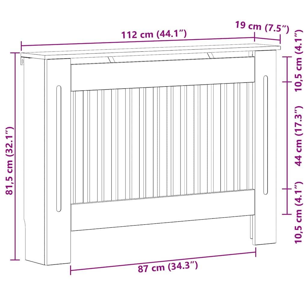 Copertura per radiatori Rovere fumé 112 x 19 x 81,5 cm | homemem39