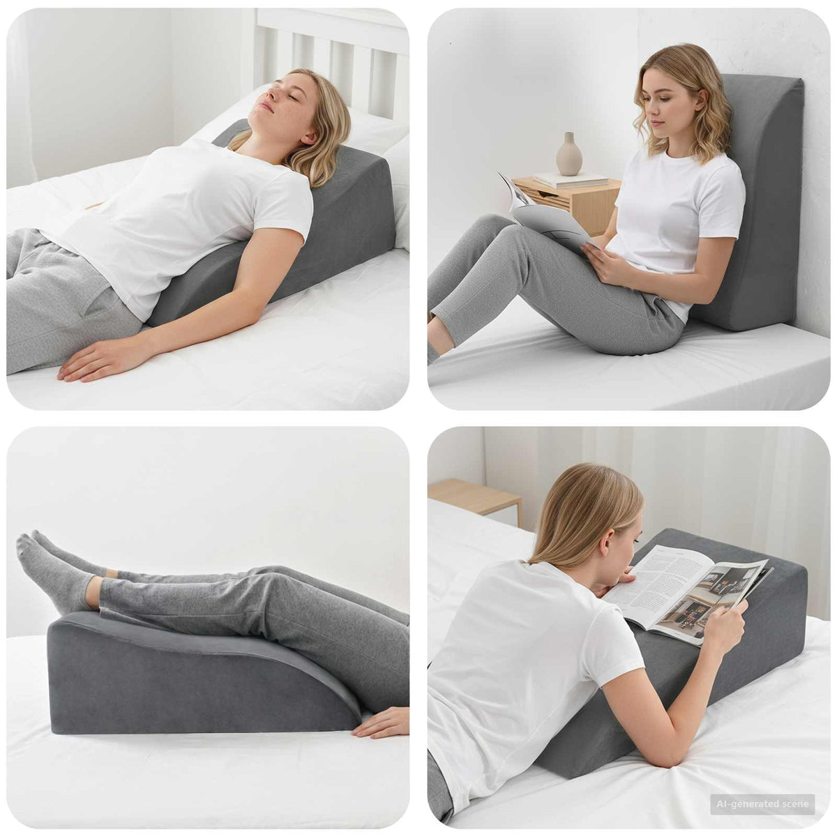 Cuscino per Gambe 68 x 41 x 21 cm Schiuma PU Grigio