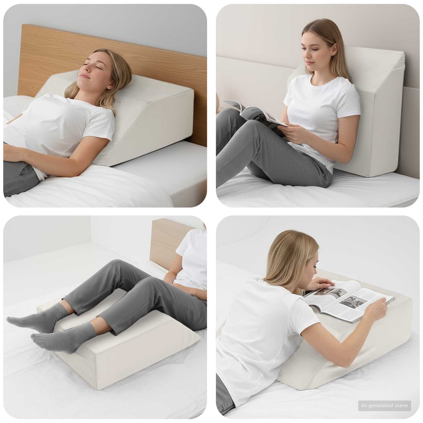 Cuscino per Gambe Bianco 63 x 52 x 19,5 cm Schiuma PU | homemem39