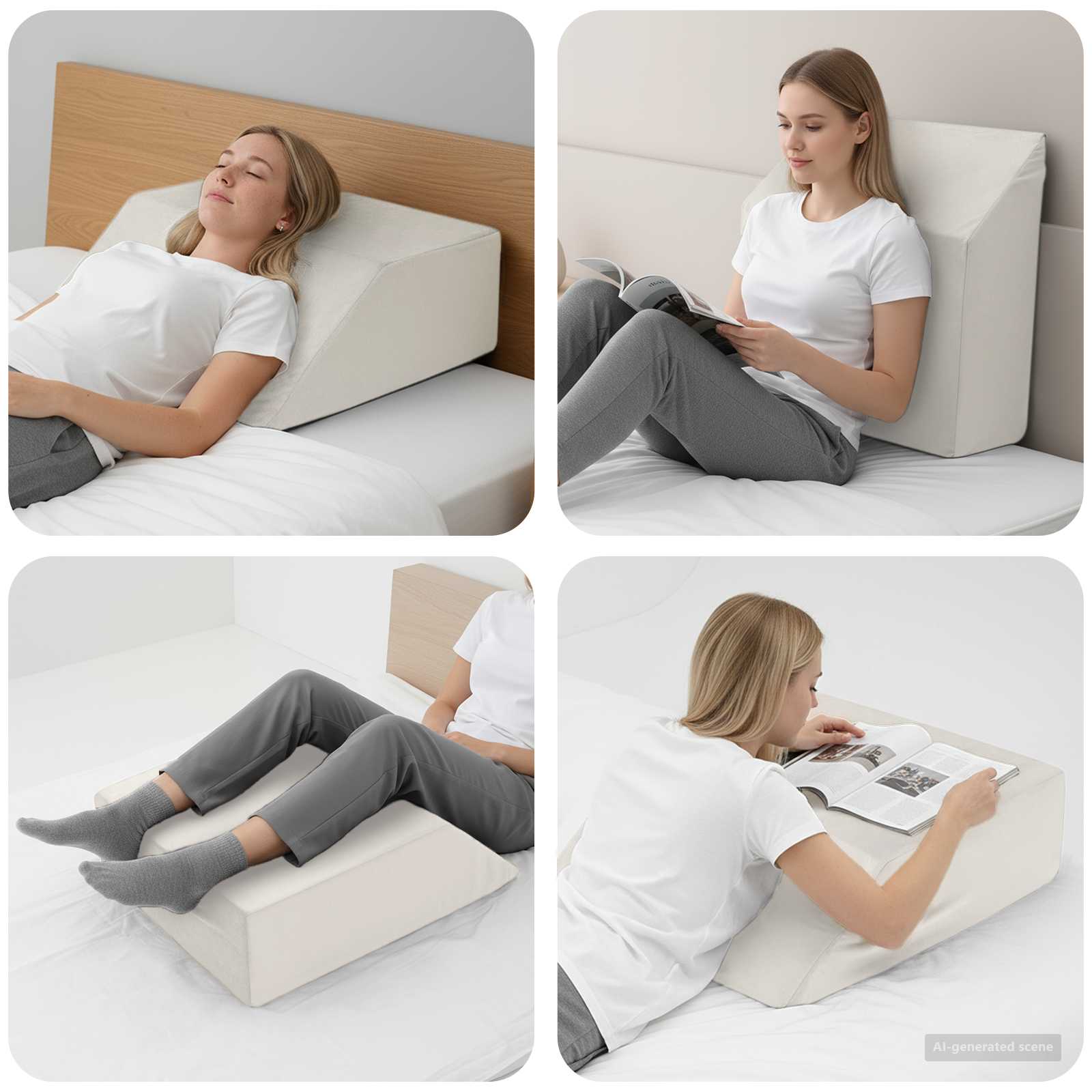 Cuscino per Gambe Bianco 63 x 52 x 19,5 cm Schiuma PU | homemem39
