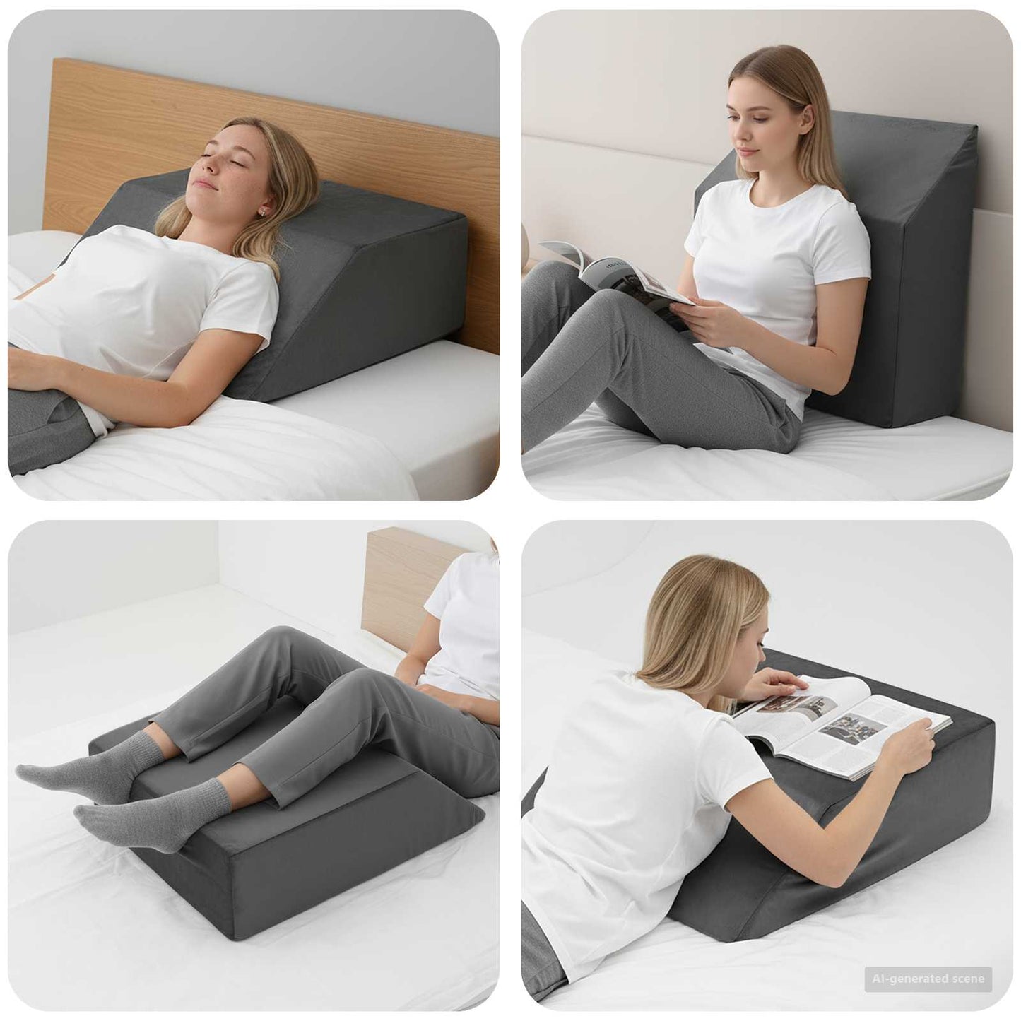 Cuscino per Gambe Tinta unita Grigio 63 x 52 x 19 cm Schiuma PU | homemem39