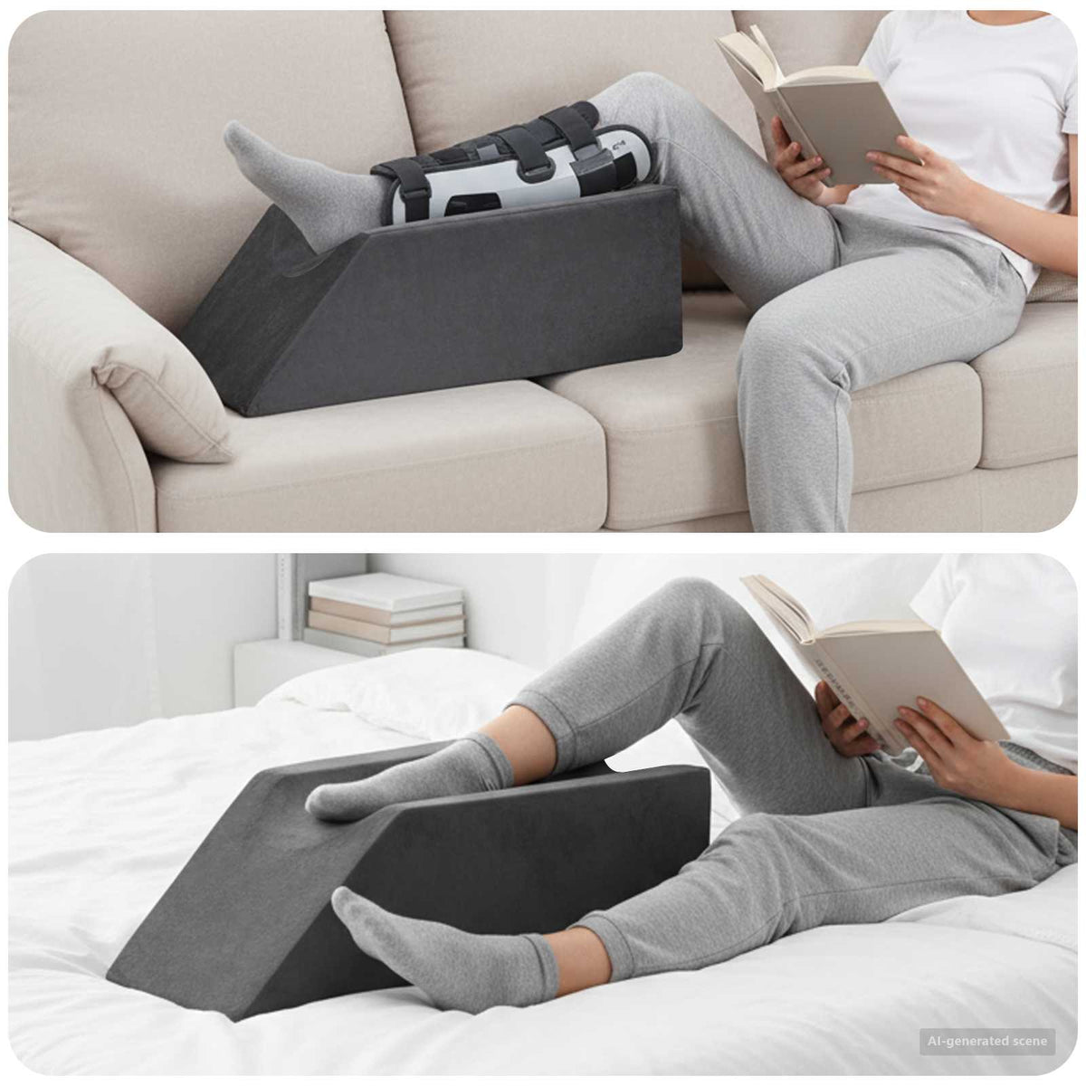 Cuscino per Gambe 68 x 25 x 21,5 cm Duro Schiuma PU Grigio | homemem39