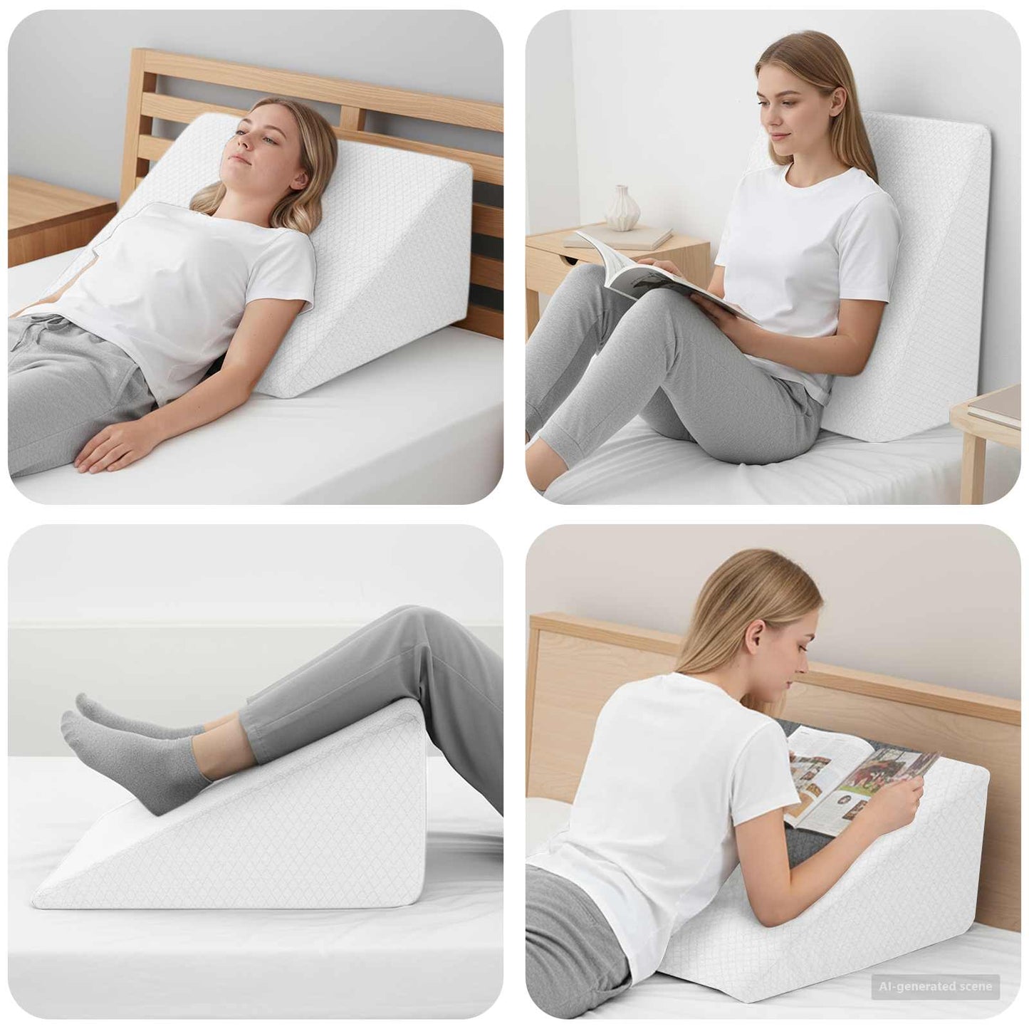 Cuscino per Gambe Bianco 60 x 50 x 30 cm Schiuma Memory | homemem39