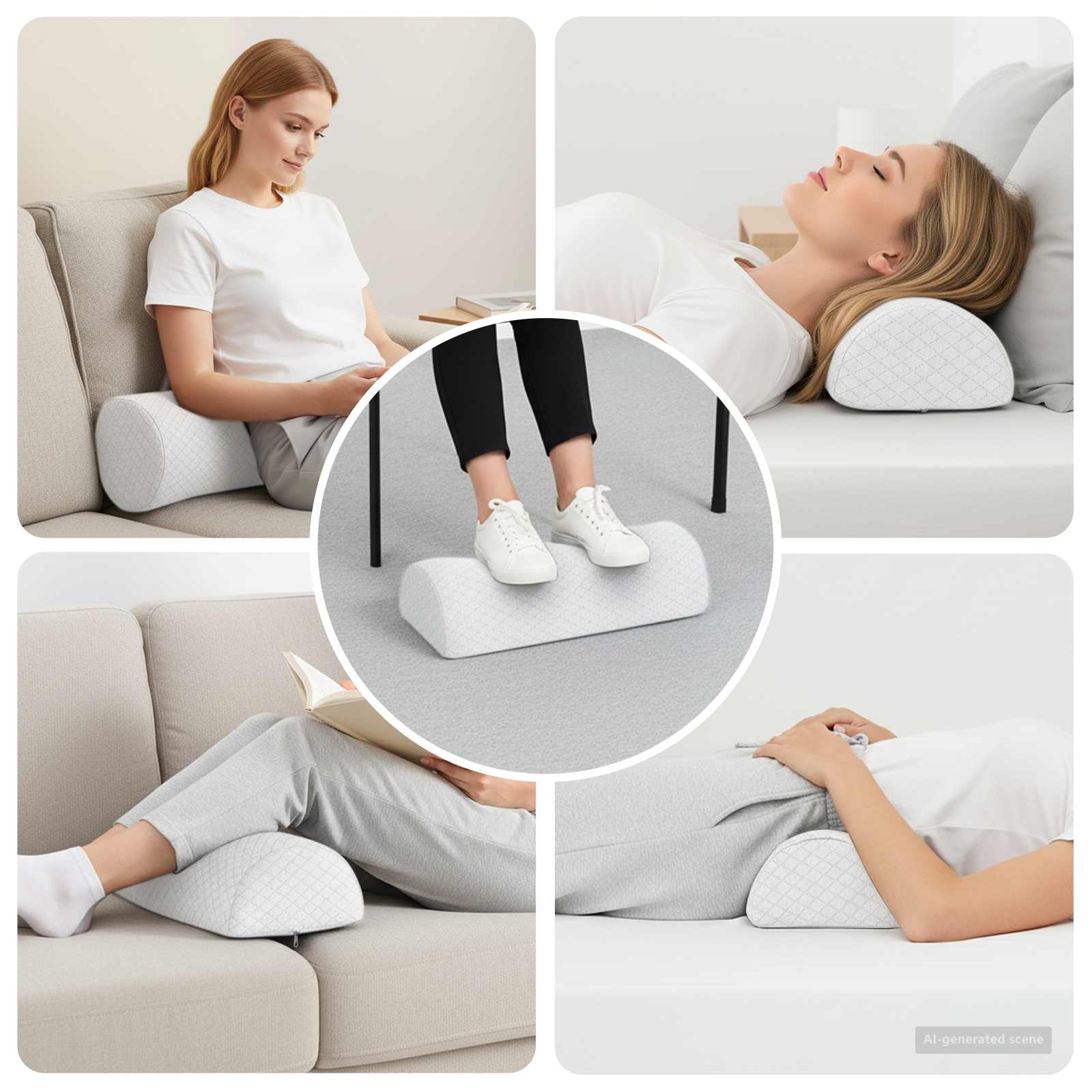 Cuscino per Gambe Bianco 52 x 20 x 12 cm Schiuma Memory | homemem39