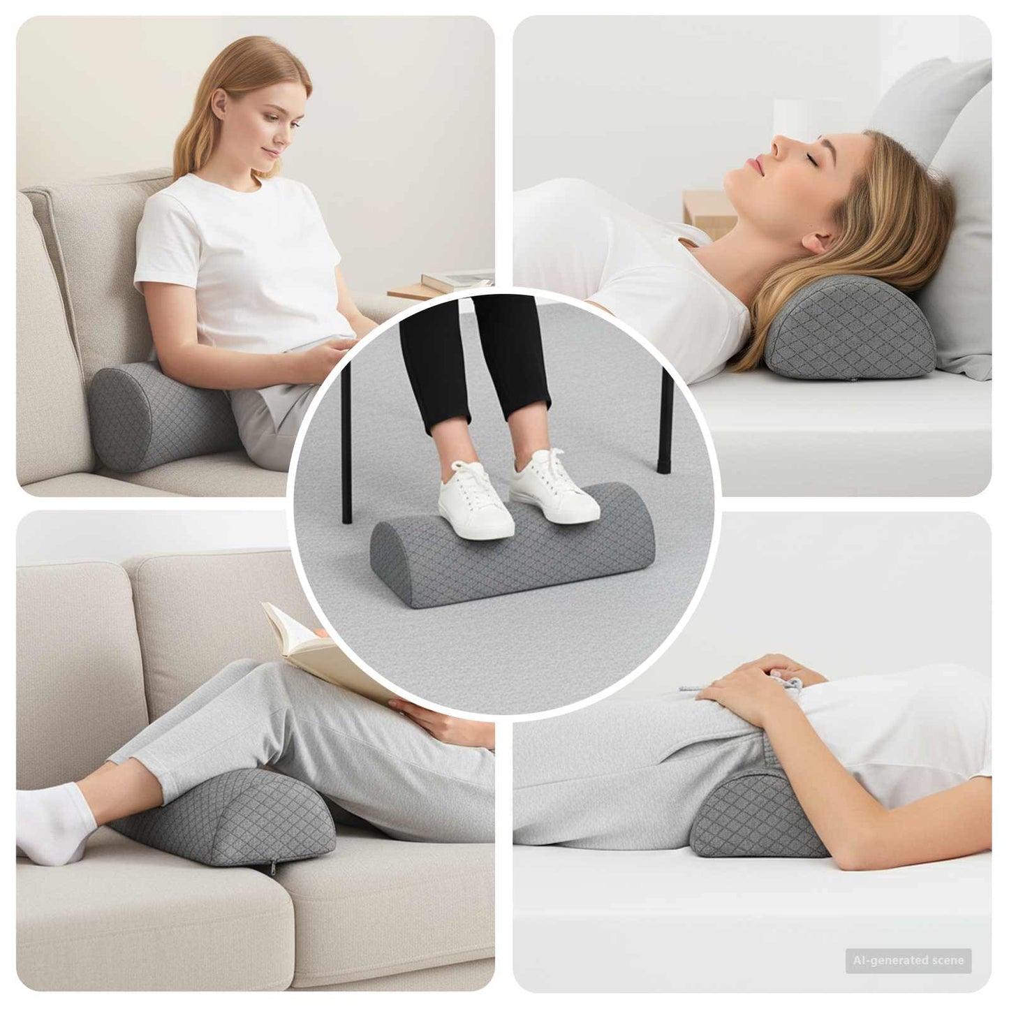 Cuscino per Gambe Grigio 52 x 20 x 11 cm Schiuma Memory | homemem39