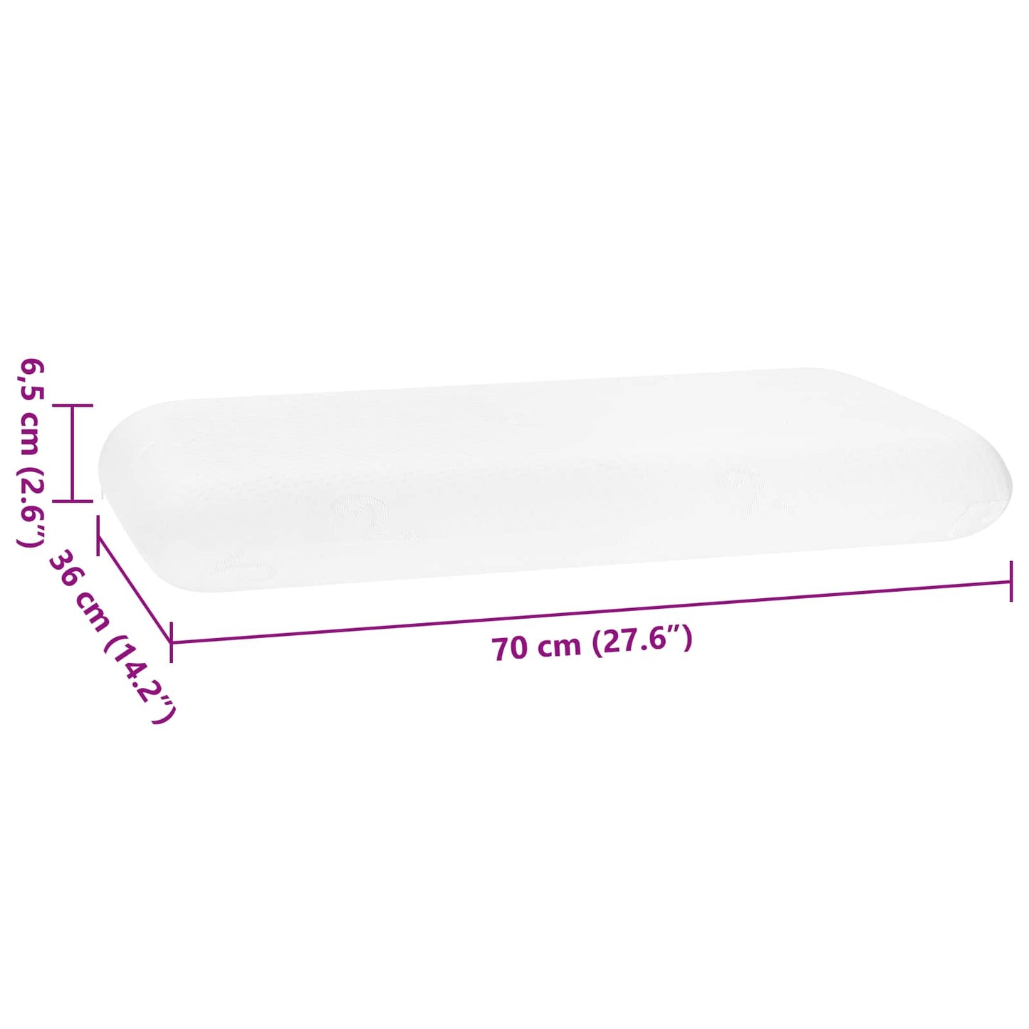 Cuscino da Letto Bianco 70 x 36 x 6,5 cm Schiuma Memory | homemem39
