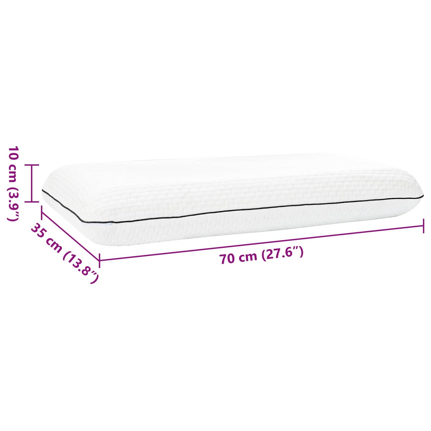 Cuscino da Letto Tinta unita Bianco 70 x 35 x 10 cm Schiuma Gel | homemem39