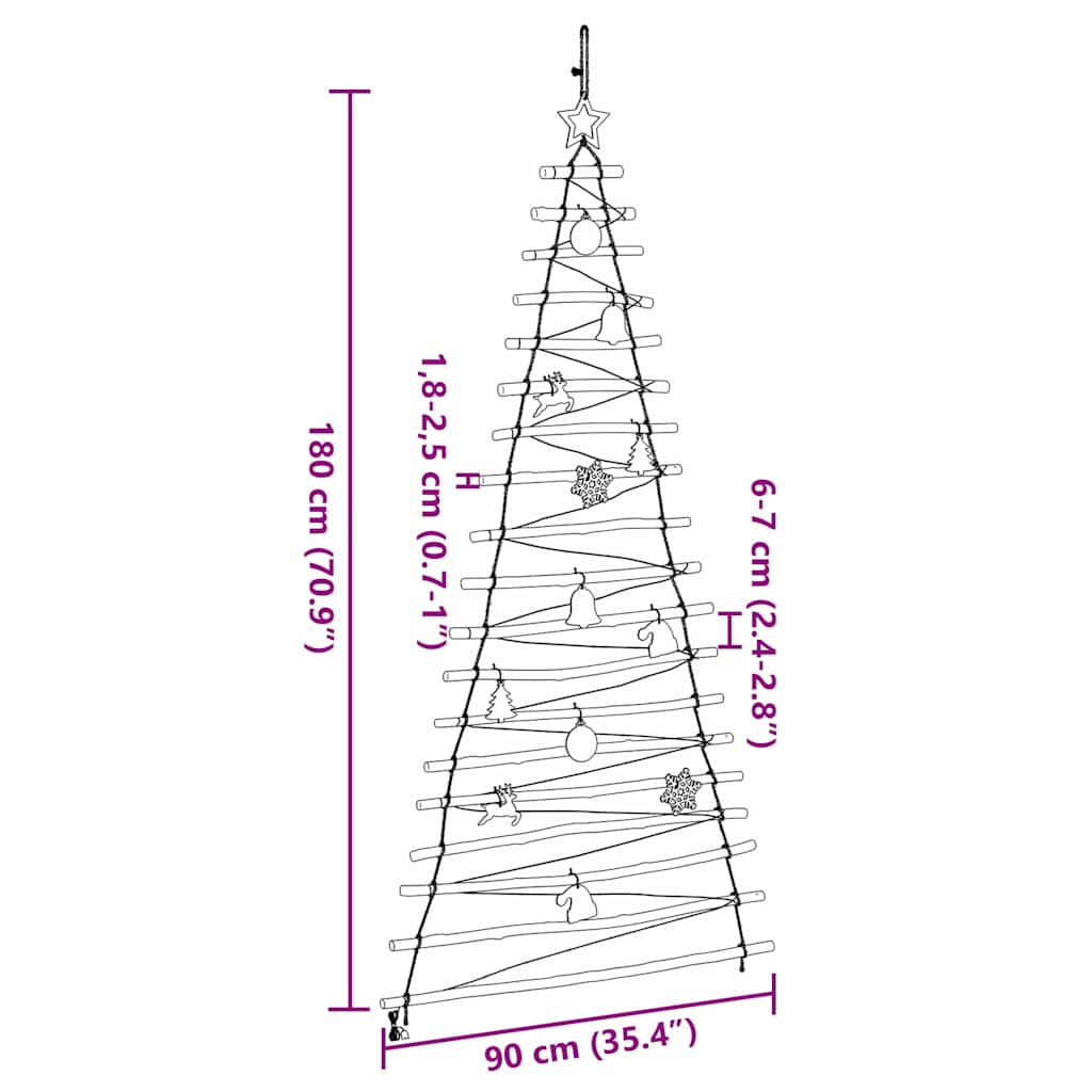 Albero di Natale Naturale 180 cm legno massiccio di frassino