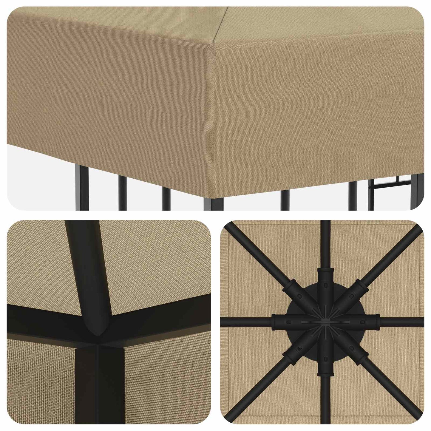 Gazebo 3 x 3 m Beige Poliestere e Acciaio 190 gsm | homemem39