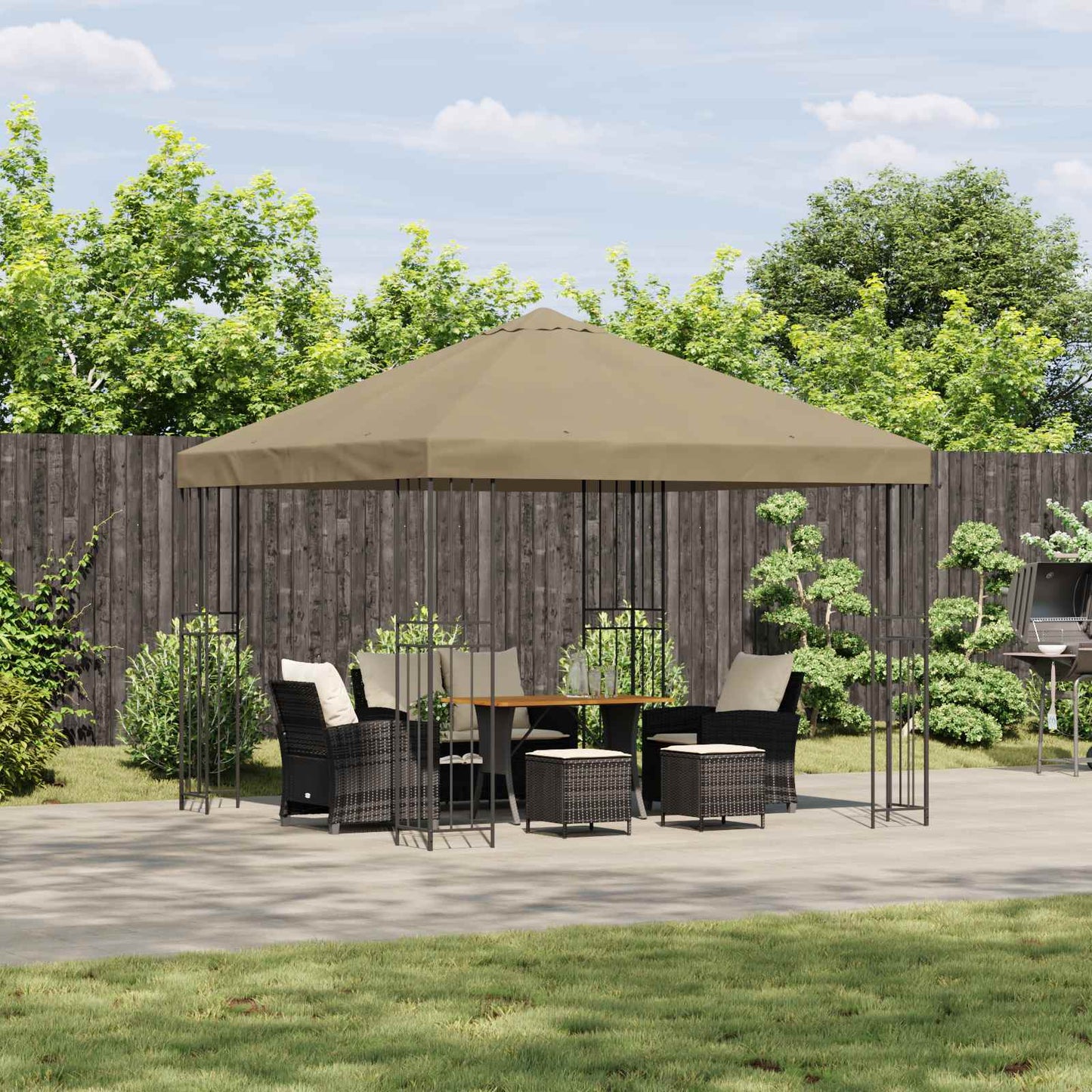 Gazebo 3 x 3 m Beige Poliestere e Acciaio 190 gsm | homemem39