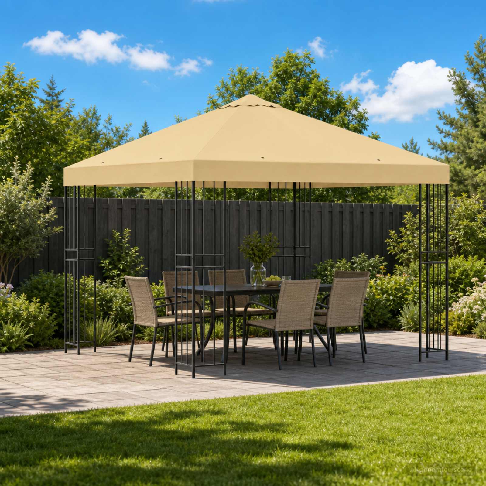 Gazebo 3 x 3 m Crema Poliestere e Acciaio 190 gsm | homemem39