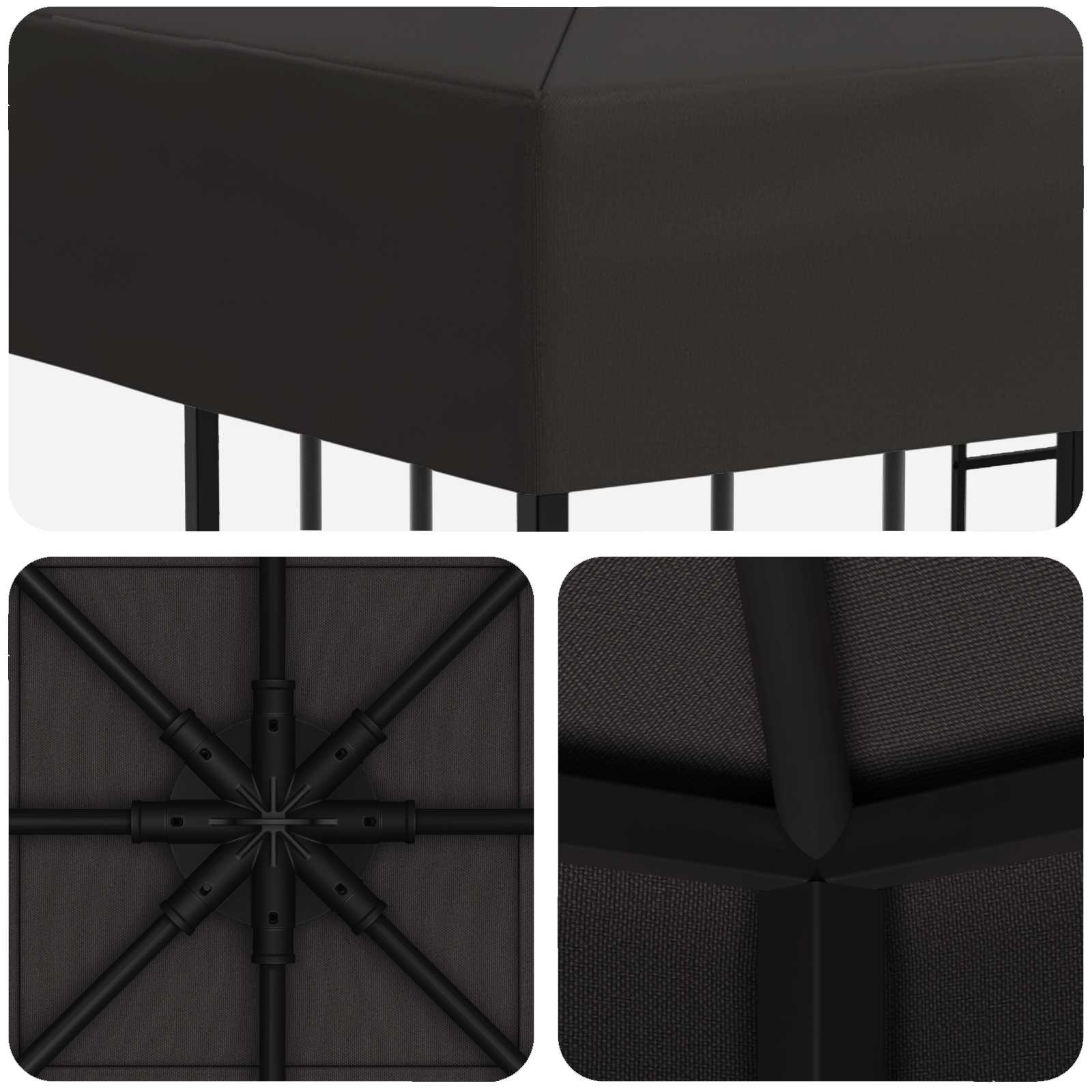 Gazebo 3 x 3 m Antracite Poliestere e Acciaio 190 gsm | homemem39