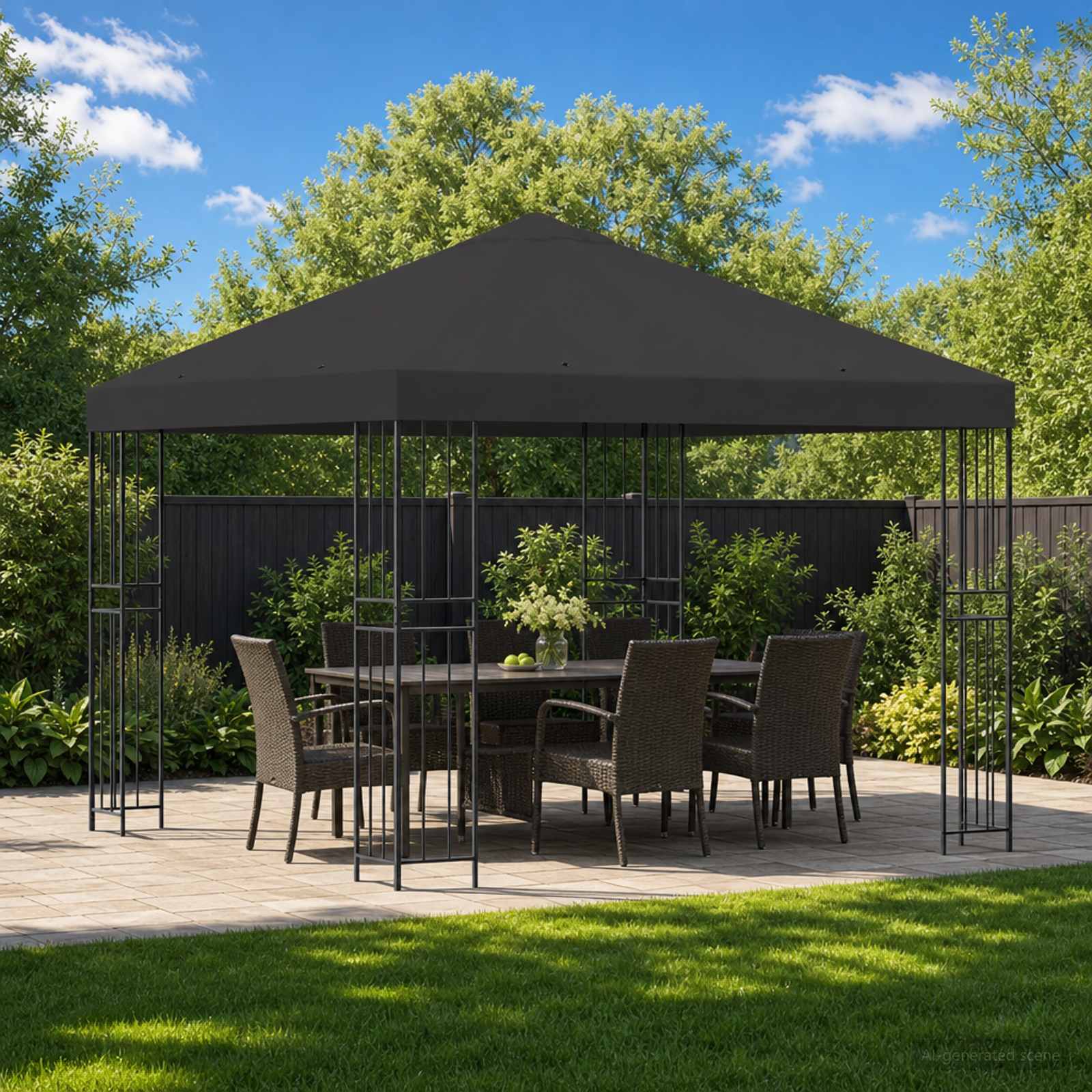 Gazebo 3 x 3 m Antracite Poliestere e Acciaio 190 gsm | homemem39