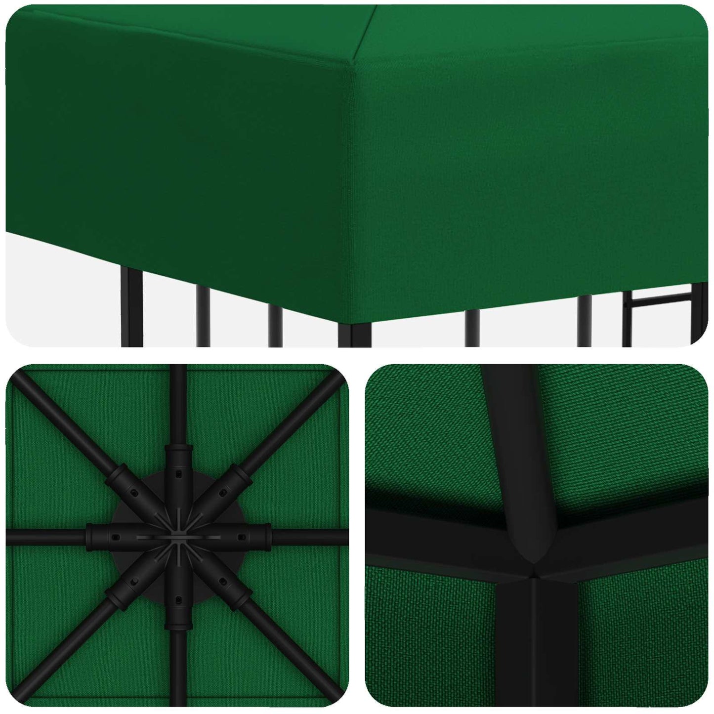 Gazebo 3 x 3 m Verde Poliestere e Acciaio 190 gsm | homemem39