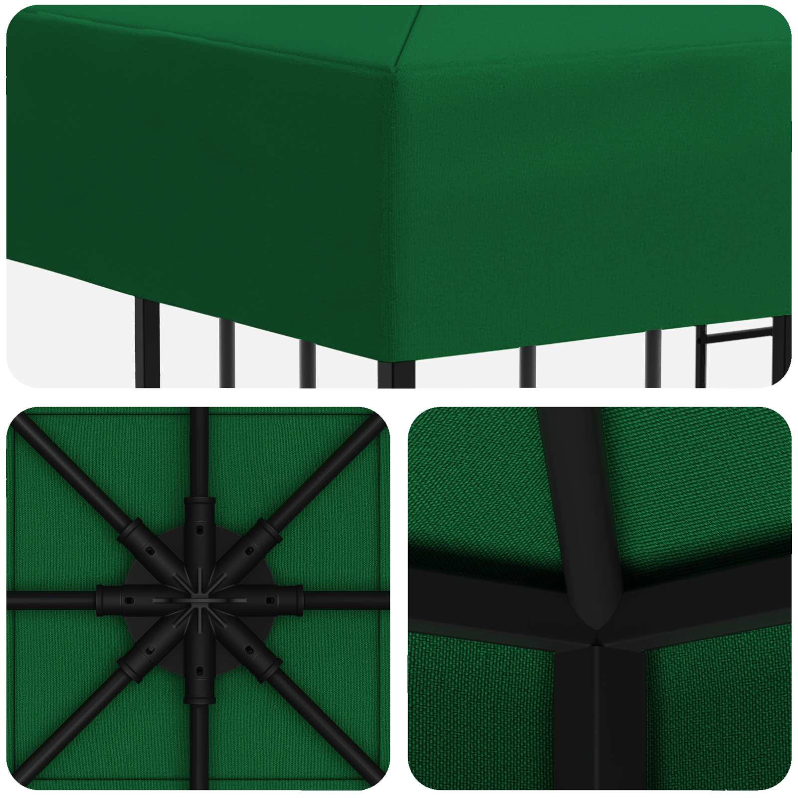 Gazebo 3 x 3 m Verde Poliestere e Acciaio 190 gsm | homemem39