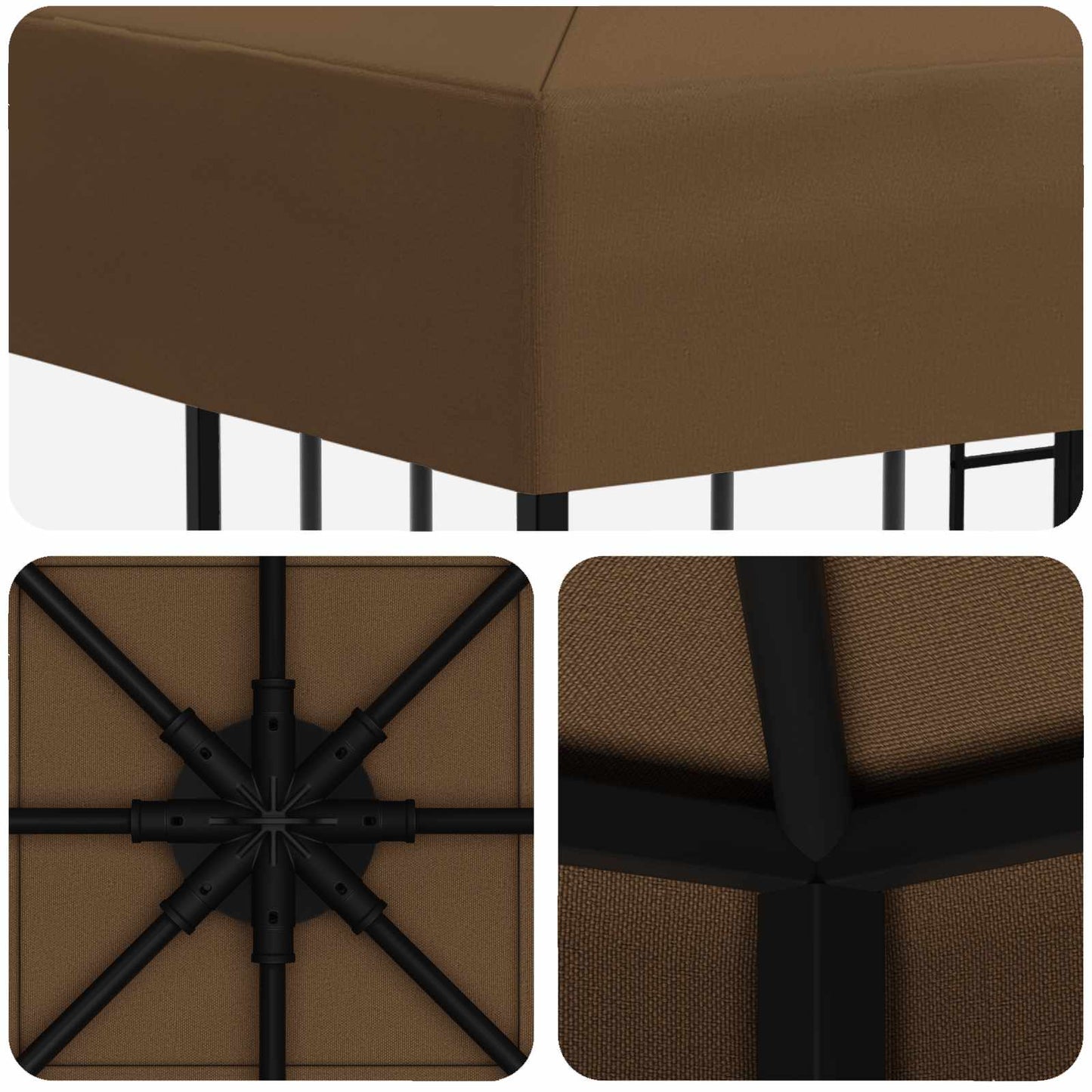 Gazebo 3 x 3 m Tortora Poliestere e Acciaio 190 gsm | homemem39