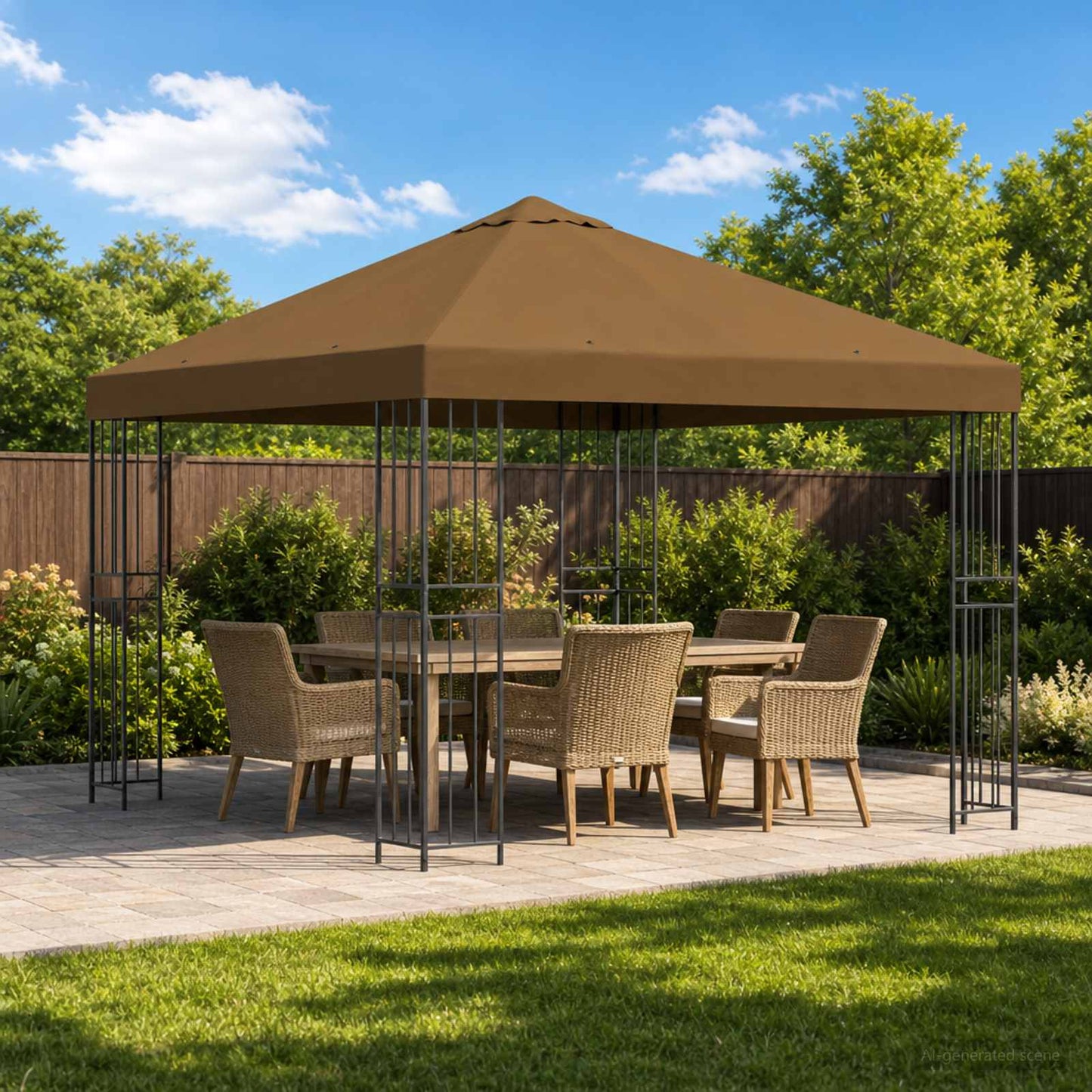 Gazebo 3 x 3 m Tortora Poliestere e Acciaio 190 gsm | homemem39