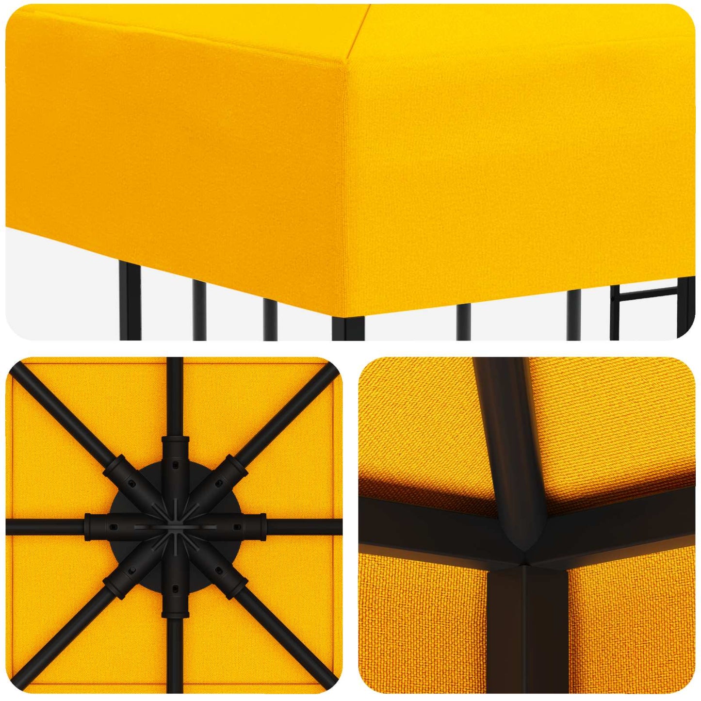Gazebo 3 x 3 m Giallo Poliestere e Acciaio 190 gsm | homemem39