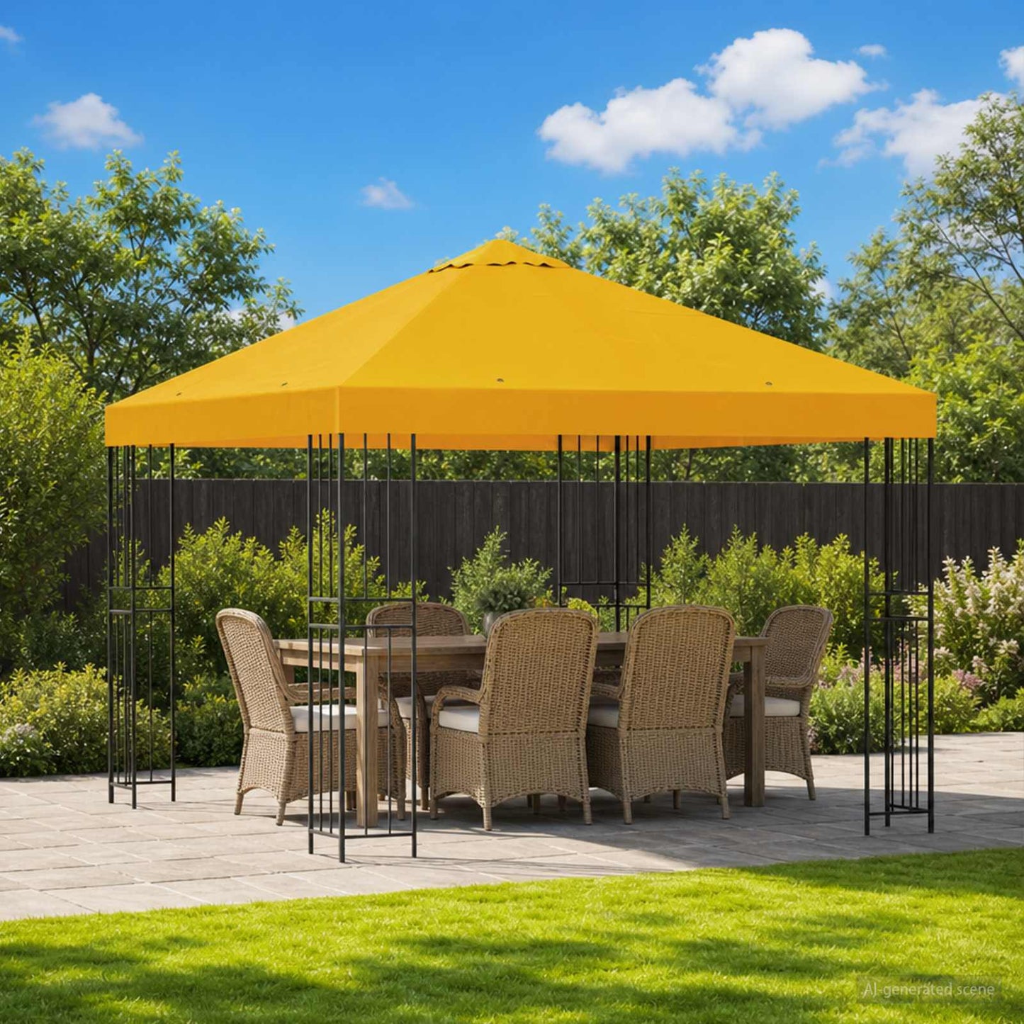 Gazebo 3 x 3 m Giallo Poliestere e Acciaio 190 gsm | homemem39