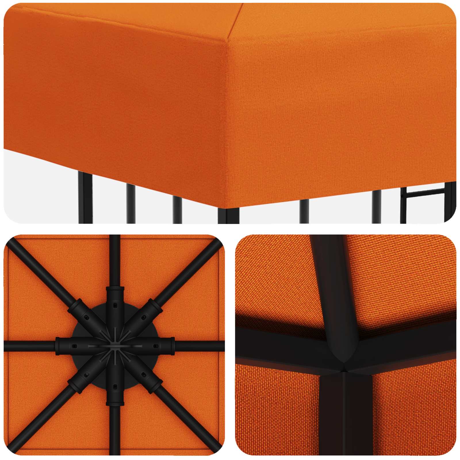 Gazebo 3 x 3 m Arancione Poliestere e Acciaio 190 gsm | homemem39