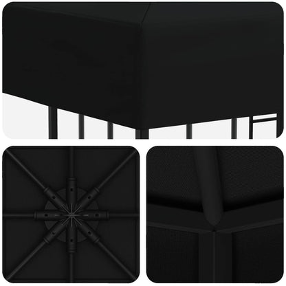 Gazebo 3 x 3 m Nero Poliestere e Acciaio 190 gsm | homemem39