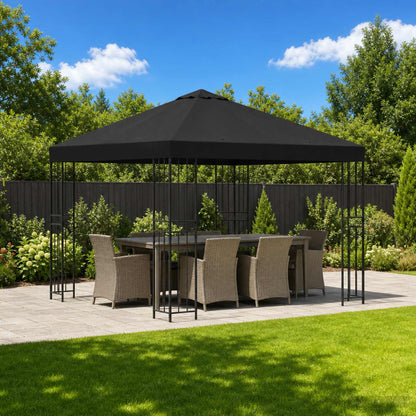 Gazebo 3 x 3 m Nero Poliestere e Acciaio 190 gsm | homemem39