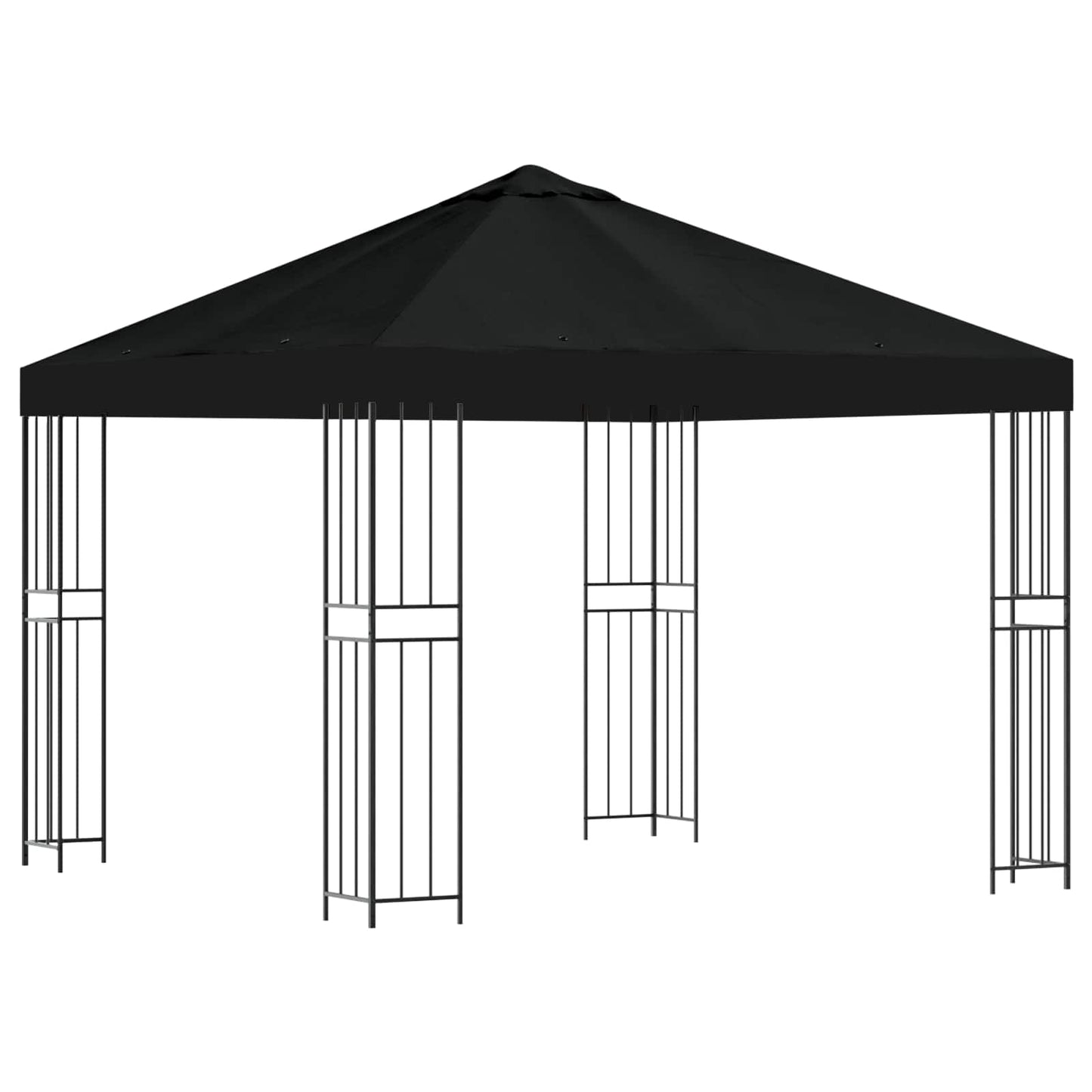 Gazebo 3 x 3 m Nero Poliestere e Acciaio 190 gsm | homemem39