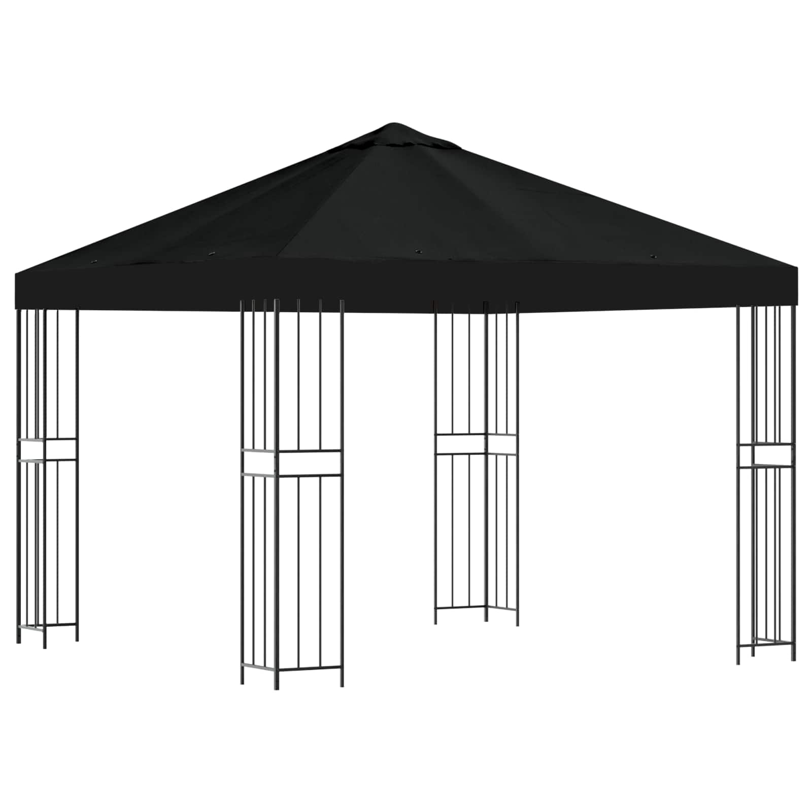 Gazebo 3 x 3 m Nero Poliestere e Acciaio 190 gsm | homemem39