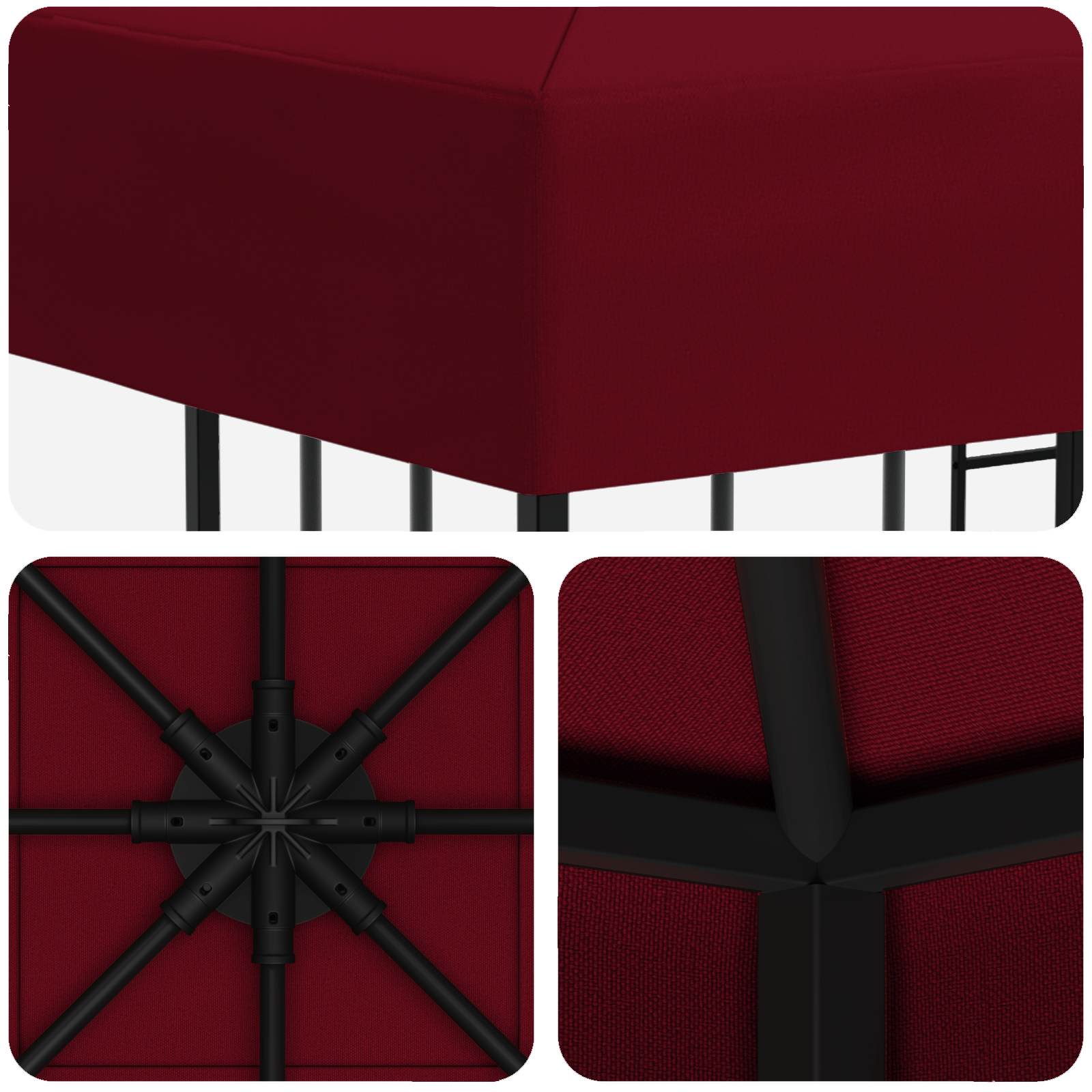 Gazebo 3 x 3 m Borgogna Poliestere e Acciaio 190 gsm | homemem39