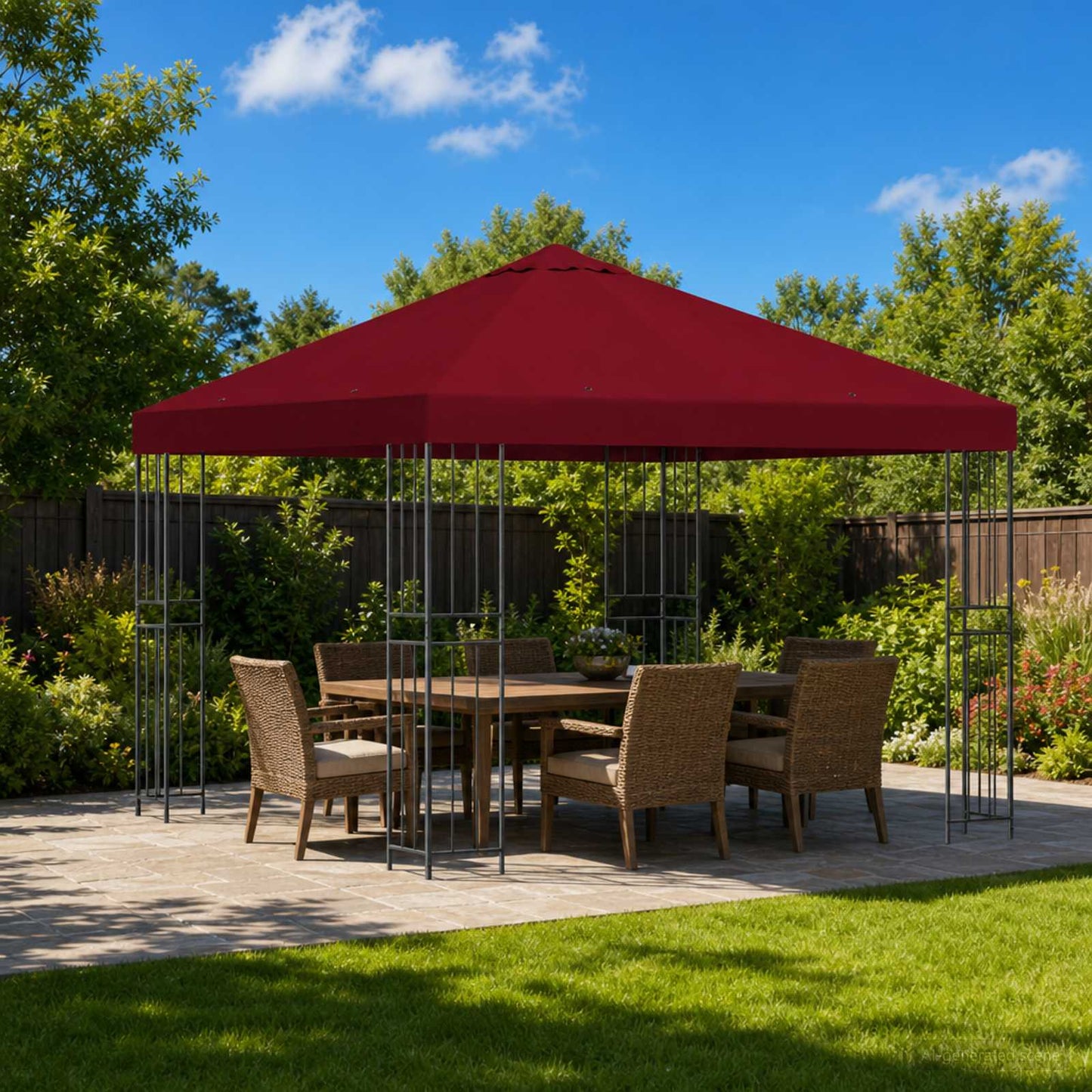 Gazebo 3 x 3 m Borgogna Poliestere e Acciaio 190 gsm | homemem39