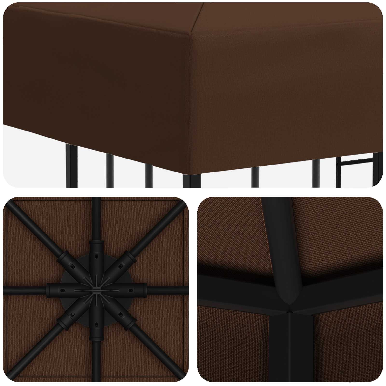 Gazebo 3 x 3 m Marrone Poliestere e Acciaio 190 gsm | homemem39