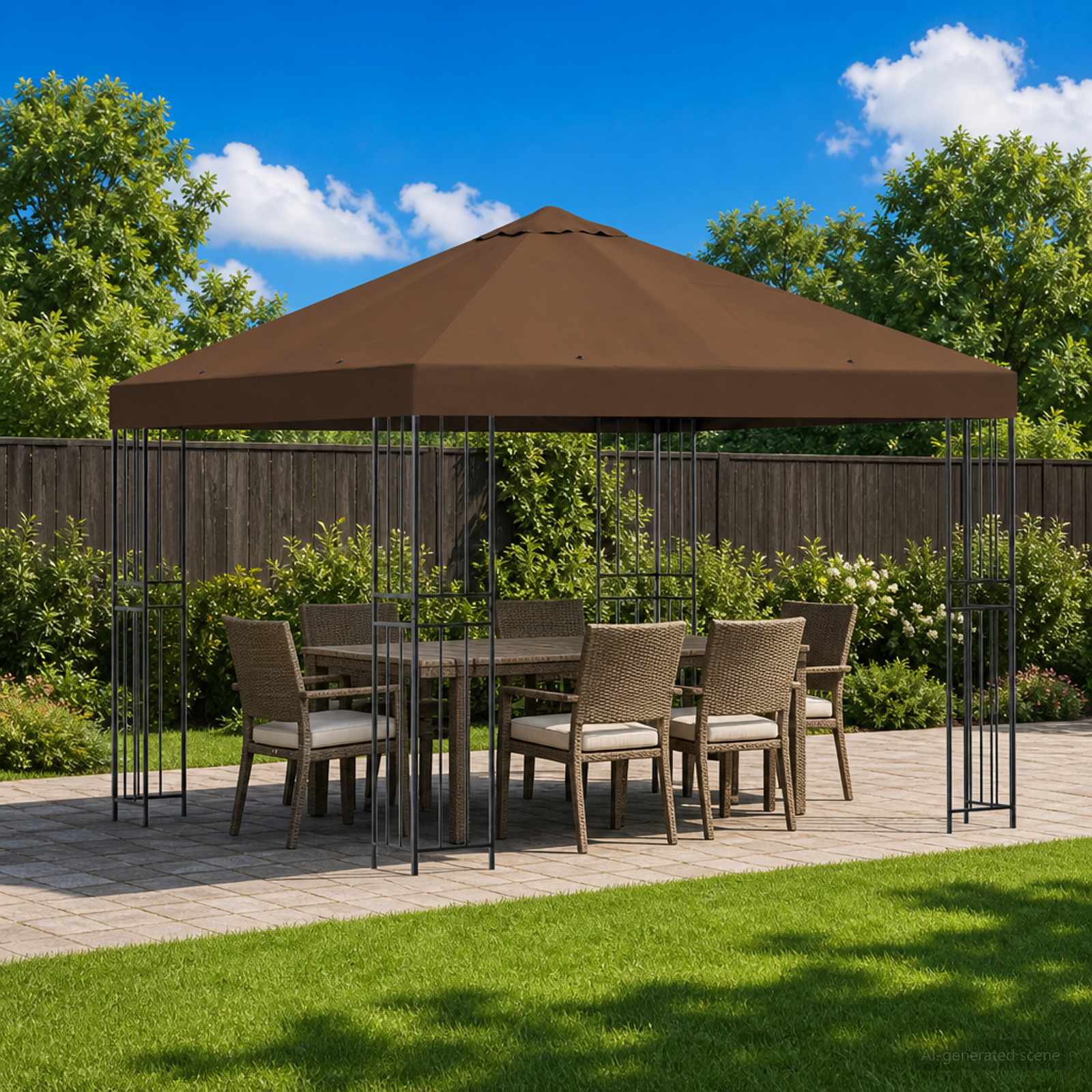 Gazebo 3 x 3 m Marrone Poliestere e Acciaio 190 gsm | homemem39