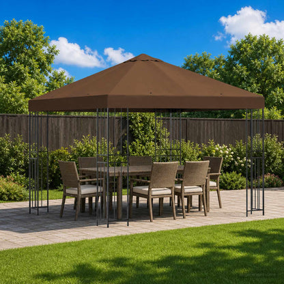 Gazebo 3 x 3 m Marrone Poliestere e Acciaio 190 gsm | homemem39